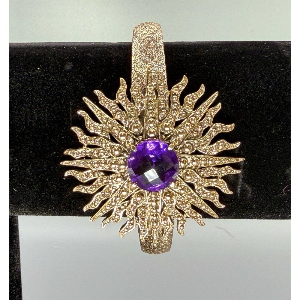 Nicky Butler Bronze Starburst Purple Quartz Statement Cuff Bracelet